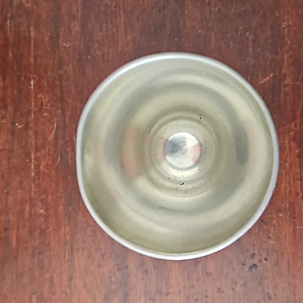 Vintage German Pewter Plate, Glasses and Candle Holder - Picture 10 of 15